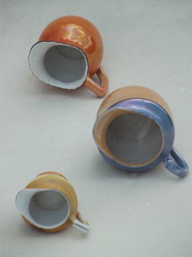 photo of vintage luster china pitchers & creamers, hand-painted cream pitcher lot #4