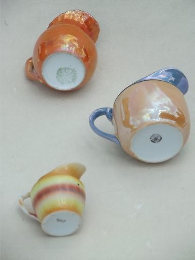 photo of vintage luster china pitchers & creamers, hand-painted cream pitcher lot #5