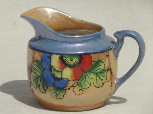 photo of vintage luster china pitchers & creamers, hand-painted cream pitcher lot #8