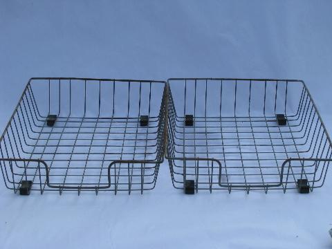 photo of vintage machine-age industrial wire paper trays desk in/out baskets #2