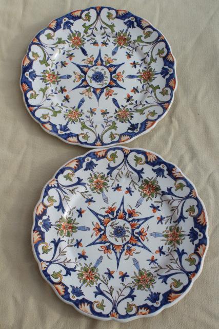 photo of vintage majolica pottery hand painted plates, Portugal or Ginori Italy? #1