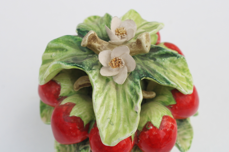 photo of vintage majolica strawberries, decorative red strawberry bunch hand painted ceramic #4