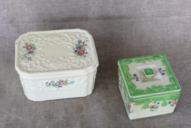 photo of vintage majolica style ceramic boxes or fridge dishes, hand painted made in Japan #2