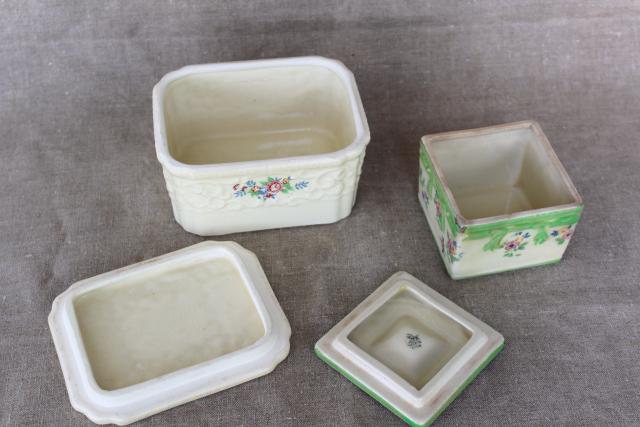 photo of vintage majolica style ceramic boxes or fridge dishes, hand painted made in Japan #3