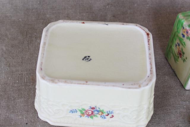 photo of vintage majolica style ceramic boxes or fridge dishes, hand painted made in Japan #8