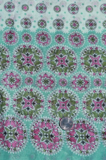 photo of vintage mandala border print fabric, fine light pure cotton voile or lawn #1