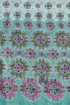 catalog photo of vintage mandala border print fabric, fine light pure cotton voile or lawn