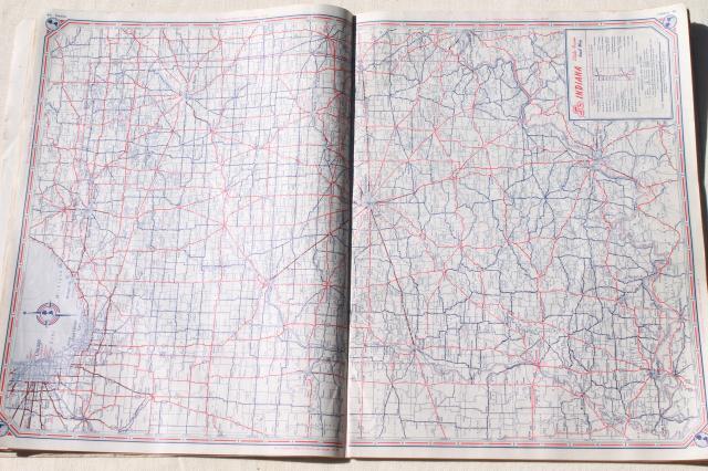 photo of vintage maps lot, 40s & 50s road map atlas books, large map pages for wall paper etc. #6