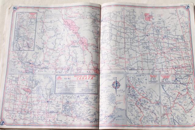 photo of vintage maps lot, 40s & 50s road map atlas books, large map pages for wall paper etc. #7