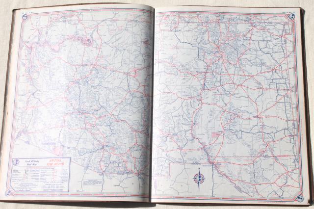 photo of vintage maps lot, 40s & 50s road map atlas books, large map pages for wall paper etc. #11