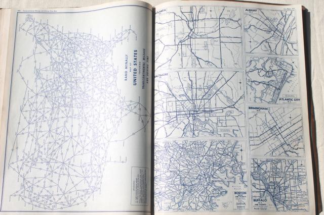 photo of vintage maps lot, 40s & 50s road map atlas books, large map pages for wall paper etc. #12