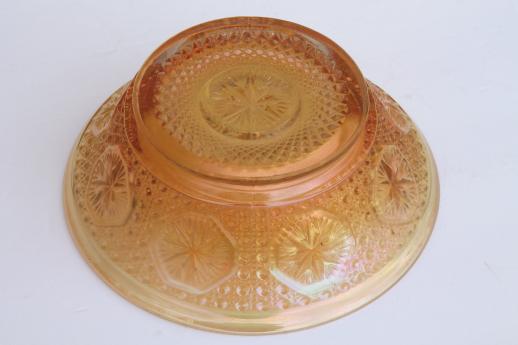 photo of vintage marigold luster carnival glass bowl, Imperial star medallion button pattern #2