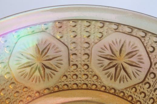 photo of vintage marigold luster carnival glass bowl, Imperial star medallion button pattern #3