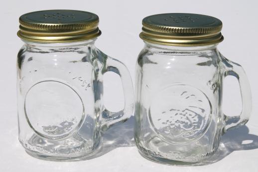 photo of vintage mason jar spice jars or S&P shakers, mini mason jar mugs w/ shaker lids #2