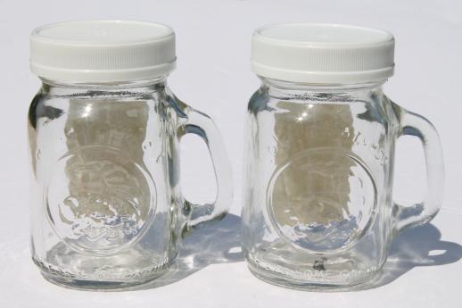photo of vintage mason jar spice jars or S&P shakers, mini mason jar mugs w/ shaker lids #5