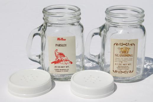 photo of vintage mason jar spice jars or S&P shakers, mini mason jar mugs w/ shaker lids #6