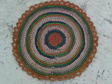 catalog photo of vintage table mat crocheted old silk stockings