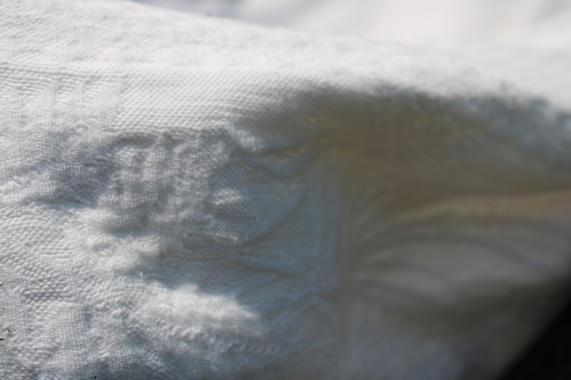 photo of vintage matelasse bedspread, textured floral all white cotton coverlet french country style #8