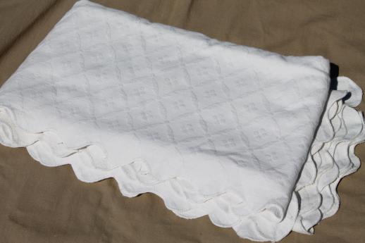 photo of vintage matelasse textured cotton bedspreads or bed covers, antique coverlet lot #11