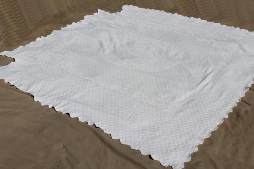 photo of vintage matelasse textured cotton bedspreads or bed covers, antique coverlet lot #12