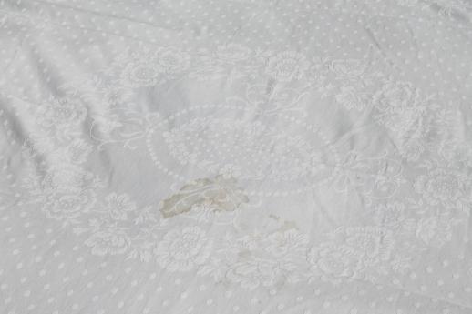 photo of vintage matelasse textured cotton bedspreads or bed covers, antique coverlet lot #13