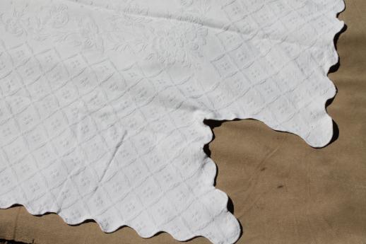 photo of vintage matelasse textured cotton bedspreads or bed covers, antique coverlet lot #15