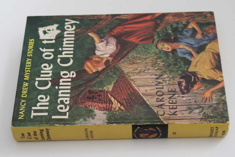 photo of vintage matte cover Nancy Drew mystery The Clue of the Leaning Chimney #3