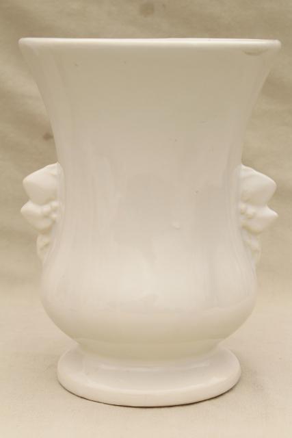 photo of vintage matte & glossy ivory white pottery planters pots, bowls & vases, mid-century mod ceramics #9