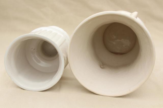 photo of vintage matte & glossy ivory white pottery planters pots, bowls & vases, mid-century mod ceramics #11