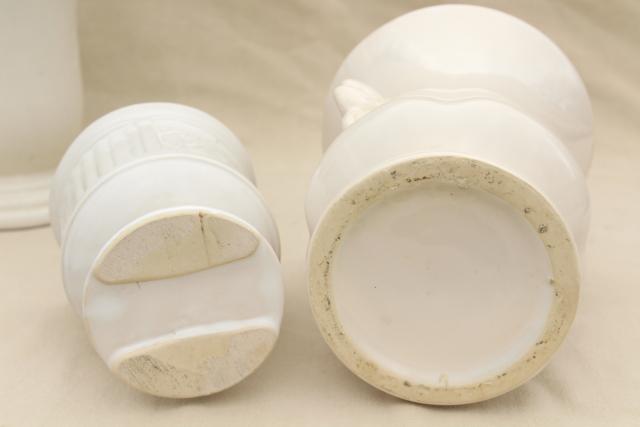 photo of vintage matte & glossy ivory white pottery planters pots, bowls & vases, mid-century mod ceramics #12