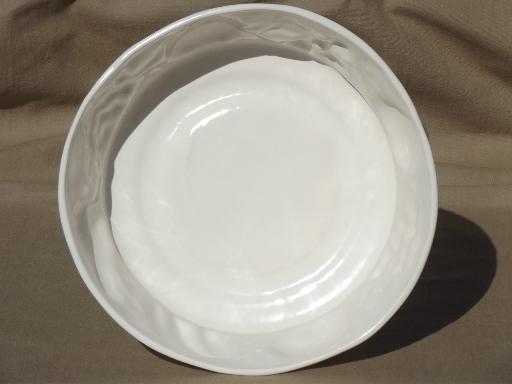 photo of vintage matte white ceramic fruit bowl, large compote pedestal dish  #3
