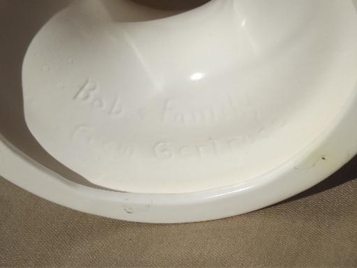 photo of vintage matte white ceramic fruit bowl, large compote pedestal dish  #6