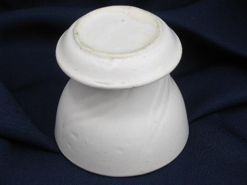 photo of vintage matte white pottery flower pot, tiny african violet planter #3