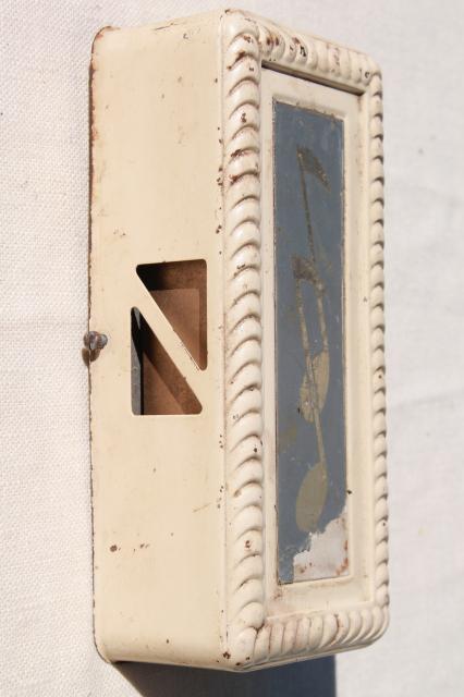 photo of vintage mechanical door bell, mid century 2 tone chime for shop or store door #1