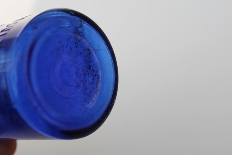 photo of vintage medicine bottle, cobalt blue glass Bromo Seltzer Emerson Drug Baltimore #4