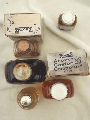 photo of vintage medicine bottles lot, old United Drugs / Rexall pharmacy labels #2