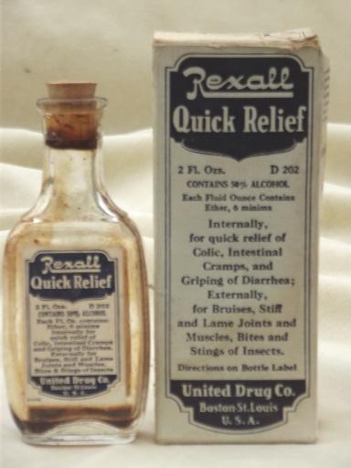 photo of vintage medicine bottles lot, old United Drugs / Rexall pharmacy labels #7