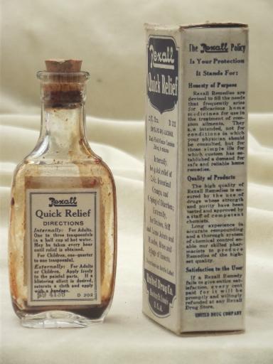 vintage medicine bottles lot, old United Drugs / Rexall pharmacy labels