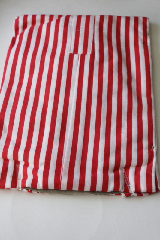 photo of vintage men's old fashioned nightshirt red & white striped flannel, Diplomat label  #3