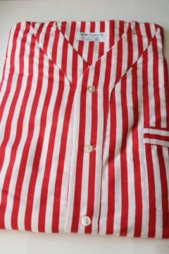 catalog photo of vintage men's old fashioned nightshirt red & white striped flannel, Diplomat label 