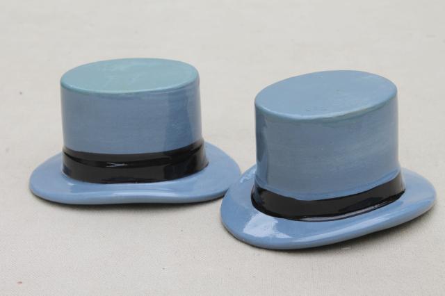 photo of vintage menswear advertising pieces, Dobbs 5th Ave label men's top hat ceramic hats #3