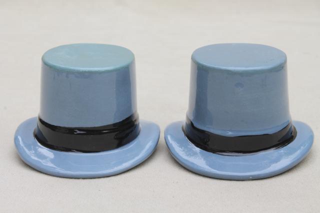 photo of vintage menswear advertising pieces, Dobbs 5th Ave label men's top hat ceramic hats #6