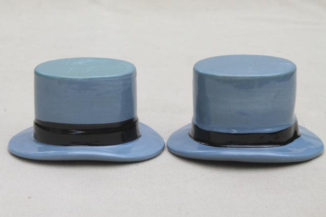 photo of vintage menswear advertising pieces, Dobbs 5th Ave label men's top hat ceramic hats #7