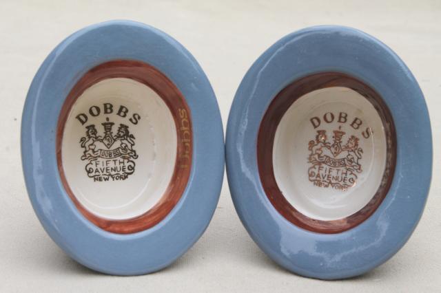 photo of vintage menswear advertising pieces, Dobbs 5th Ave label men's top hat ceramic hats #10