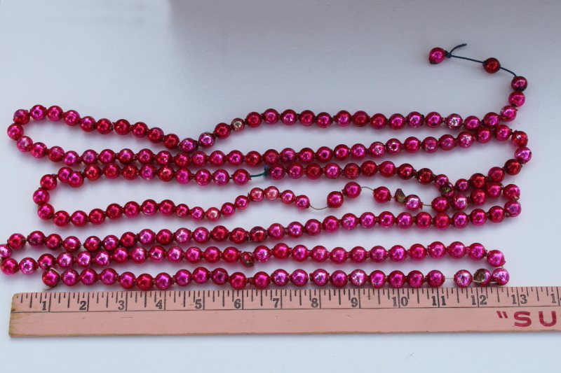 photo of vintage mercury glass beads string magenta pink Christmas tree garland decoration #1