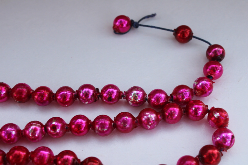 photo of vintage mercury glass beads string magenta pink Christmas tree garland decoration #2