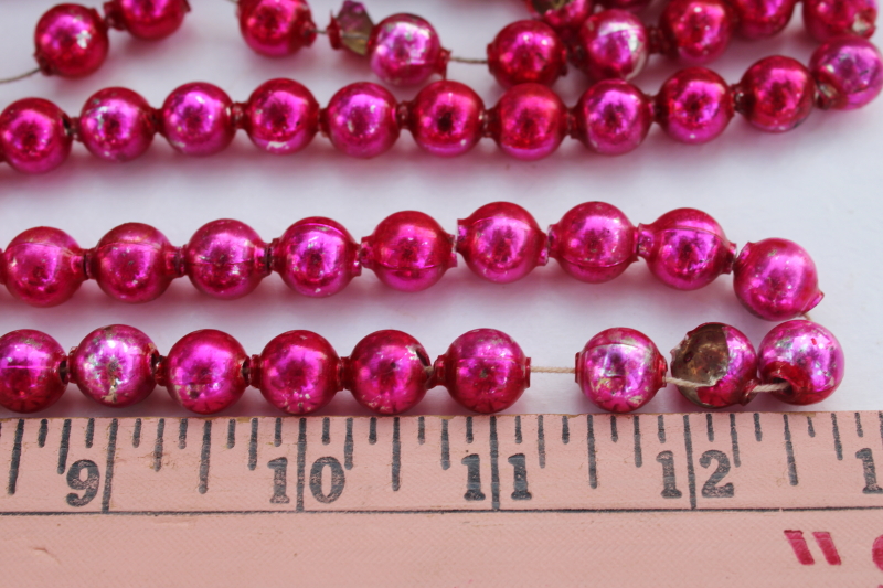 photo of vintage mercury glass beads string magenta pink Christmas tree garland decoration #3