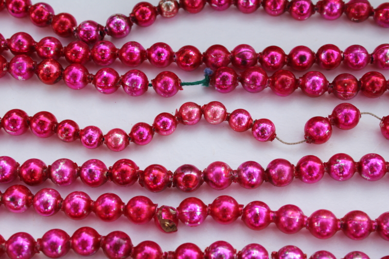 photo of vintage mercury glass beads string magenta pink Christmas tree garland decoration #4