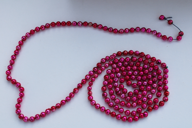 photo of vintage mercury glass beads string magenta pink Christmas tree garland decoration #5