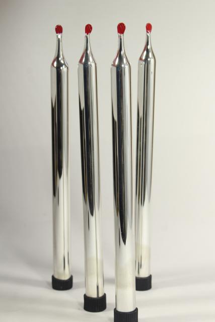 photo of vintage mercury glass candles, hand blown silvered glass ornaments life size candle tapers #1